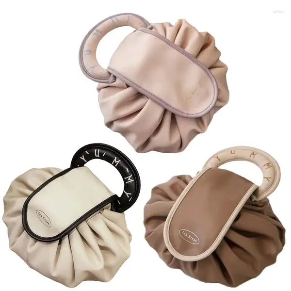 Bolsas de almacenamiento Bolsa de maquillaje Cuero de gran capacidad Estuche de viaje Organizador Accesorios de aseo Caja para regalos de cosméticos