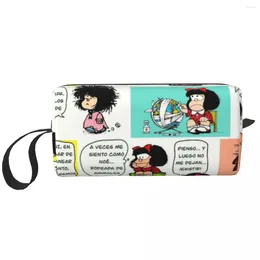 Sac de rangement Manga Quino Mafalda Sac de maquillage pour femmes Organisateur cosmétique de voyage mignon Kawaii dessin animé