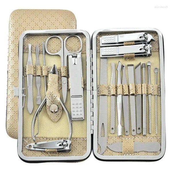 Sacs de rangement Manucure Ensemble de soins personnels en acier inoxydable de 19pcs Tournitreurs professionnels Kit de toilettage Kit de pédicure pour