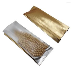 Sacs de rangement Matte Clear Golden Bellow Aluminium Fil Foil Sac Ligne Plastique Open Top Heat Scelable Package Sachets pour Spice Tea Coffee