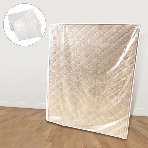 Sacs de rangement Sac d'emballage de matelas Accueil Emballage Ménage Pochette portable Support transparent Literie anti-saleté transparente PE plastique