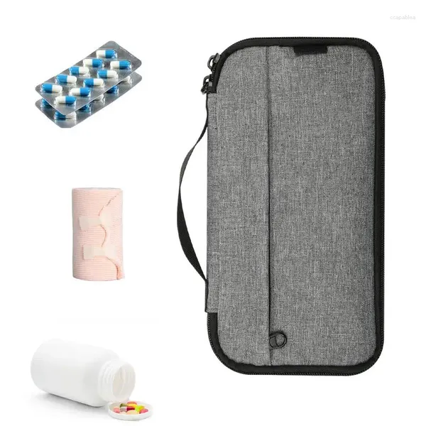 Sacs de rangement MedicineTravel Sac Médicament étanche avec poignée Double fermetures à glissière Clés portables de grande capacité Tenant la pochette pour voyager