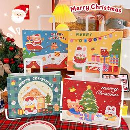 Sacs de rangement Joyeux Noël cadeau de Noël en papier arbre sac d'emballage de flocons de neige Boîte de bonbons année pour enfants Favors Noel Decor