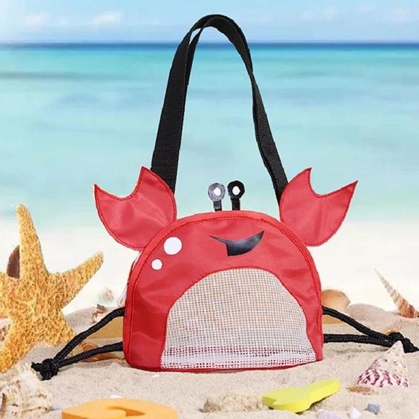 Sacs de rangement sac de plage en mesh mignon en forme de crabe pour enfants toys serviette à noyes pour femmes organisateur de vêtements cosmétiques