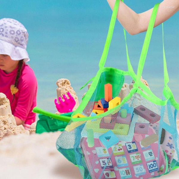 Sacs de rangement maille sac de plage femmes vacances grande capacité pliable enfants sable jouet mer coquille 2 pièces articles divers organisateur pour Shopping fourre-tout