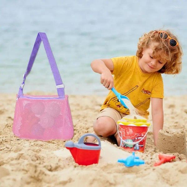 Sacs de rangement Mesh Beach Travel Toys Sac avec STRAP STRAP SORGE COLLECTION TOYS TOTY TOTY TOTY pour les enfants