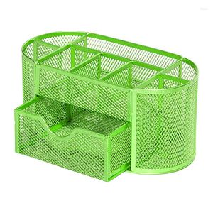 Opbergzakken Mesh Penhouder 9-raster Bureaupotlood Organizer Desktop Box Voor School Art Supplies Stationair Metaal Dorm