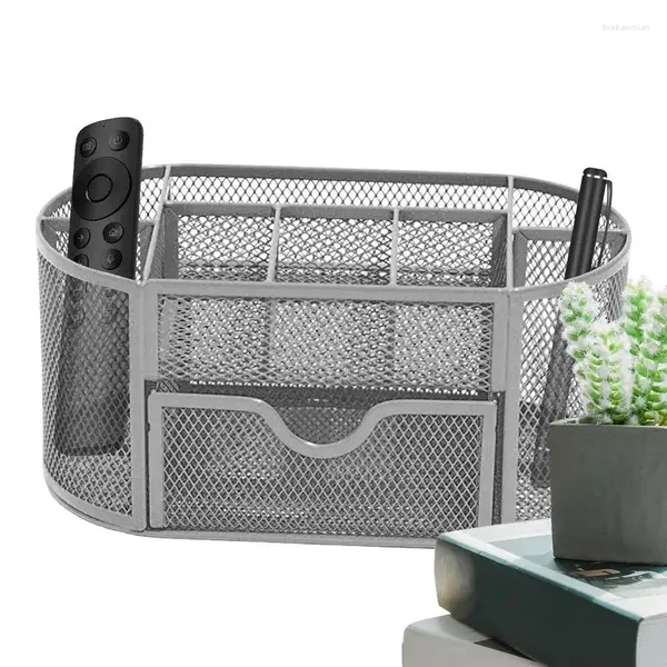 Sacs de rangement Porte-stylo en maille 9-Grid Desk Organizer Organisateur de bureau Panier de métal stationnaire