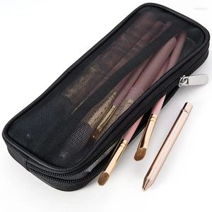 Bolsas de almacenamiento Malla Mujeres Kit de pinceles de maquillaje Organizador Estuche de lápices Negro Claro Cepillo de dientes Bolsa de aseo Bolsa de cosméticos para niñas