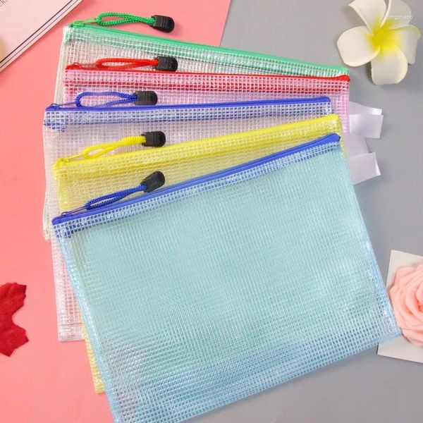 Sacs de rangement Mesh Zipper Sac Jigsaw pour organiser l'organisation de la classe Plastique 5 couleurs A4 Taille Board GAM