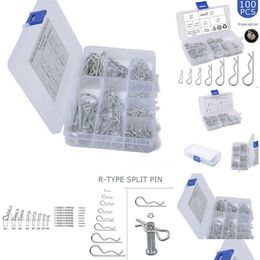 Sacs de rangement Goupilles métalliques R-Type Cotter Wave Verrouillage Boulon de verrouillage Clip de tracteur fendu Attelage mécanique Acier au carbone Type R Drop Deliv Dhlym