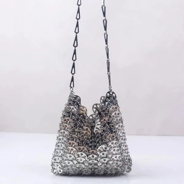 Bolsas de almacenamiento lentejuelas de metal con bolsas de cadena cruzada de teléfono móvil de gran capacidad Diy hecho a mano para la tendencia de la moda femenina