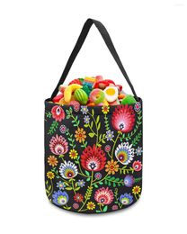 Sacs de rangement mexique dessin animé fleur laisser panier seau à bonbons Portable maison sac panier pour enfants jouets fête décoration fournitures