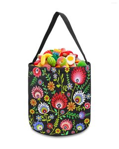 Bolsas de almacenamiento, cesta de flores de dibujos animados de México, cubo de dulces, bolsa portátil para el hogar, cesto para niños, juguetes, suministros de decoración para fiestas