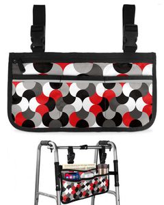 Sacs de rangement Moyen Âge Géométrie abstraite moderne Sac de fauteuil roulant rouge Accoudoir latéral Scooter électrique Pochette de cadre de marche