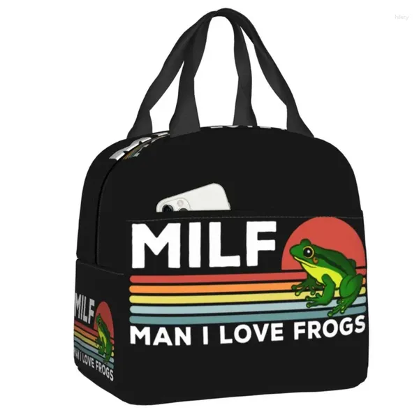 Bolsas de almacenamiento MILF Man I Love Frogs Bag para al aire libre Picnic Picnic Termal Corrador de lonchera aislada Women Children