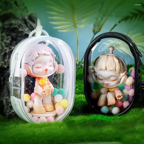 Sacs de rangement Mini Anime Doll Display Sac Transparent Organisateur PVC Boîte de bureau Stationnerrie de bureau Contanier Home Supplies