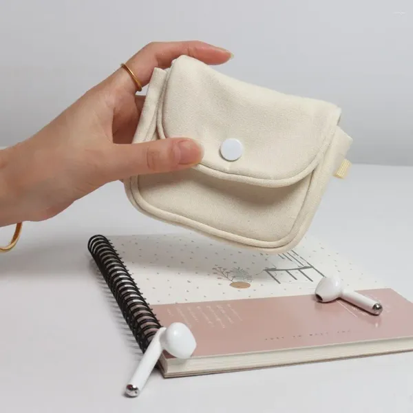 Sacs de rangement Mini porte-monnaie coton Portable casque sac couleur unie léger casque à main