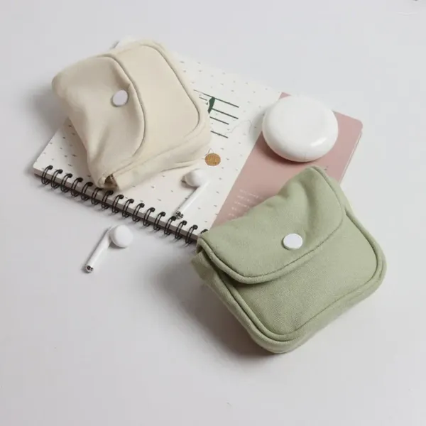Sacs de rangement Mini porte-monnaie Portable couleur unie sac de maquillage léger coton casque femmes