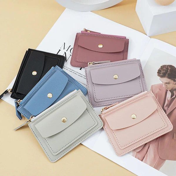 Sacs de rangement Mini dames Pu Leather Id Carte Holder Bank Multi-Slot Ultra-Thin Coin Purse pour hommes et femmes