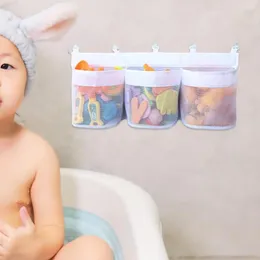 Sacs de rangement Sacs de baignoire résistants à la moisissure Capacité de jouet organisateur sac à mailles respirantes avec trois poches pour les jouets pour bébés