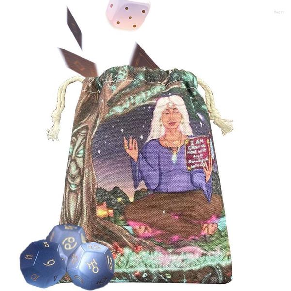 Sacs de rangement mère de la terre Tarots Oracle cartes sac sorcière Divination accessoires bijoux dés pochette à cordon