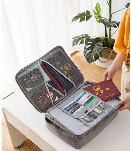 Sacs de rangement multicouches, sac de billets de documents, sac de grande capacité, organisateur de fichiers de certificat, étui de voyage, cartes de passeport avec serrure