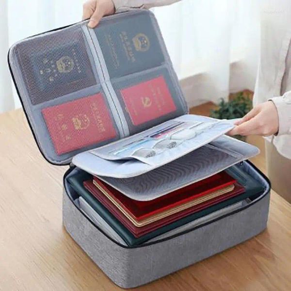 Bolsas de almacenamiento Bolsa de documentos grandes de varios capas de archivos multifunción Carpeta de pasaporte de viaje Passport Passbors