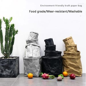 Opbergzakken Multifunctionele Kraft-papieren zak voor fruit Groente Brood Container Keukengereedschap Wasbare planten Bloemen groeien