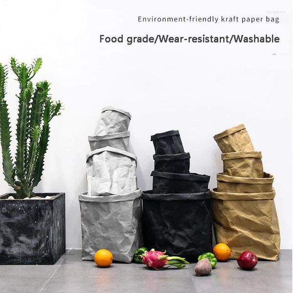 Sac de rangement Sac en papier kraft multifonction pour fruits Bread Bread Container outil de cuisine Plantes lavables Fleurs Fleurs