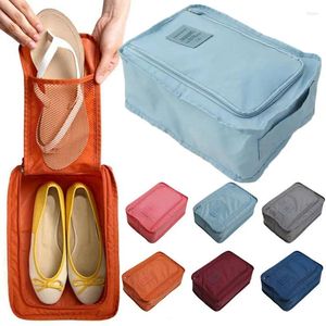 Sacs de rangement Sac de voyage multifonction fourre-tout portable pour femmes Nylon pliable anti-poussière organisateur de chaussures sac à main voyage dames