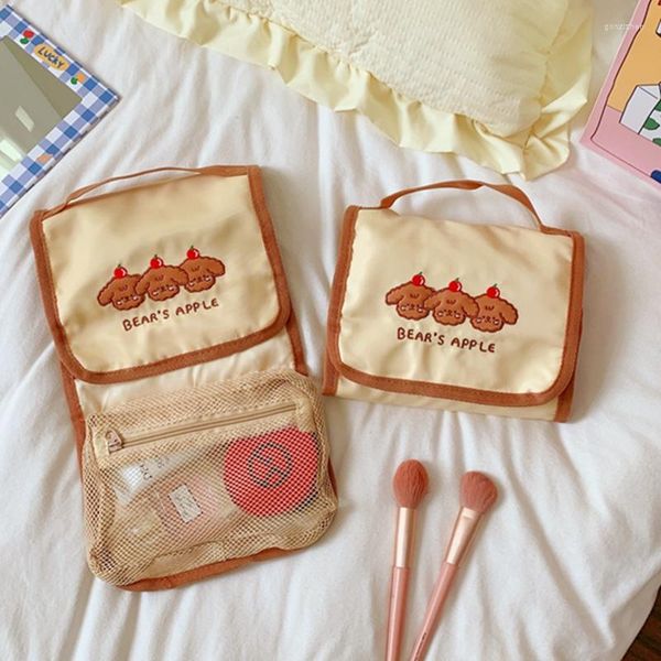 Bolsas de almacenamiento multifunción bolsa de cosméticos de viaje Kawaii mujeres caja de maquillaje esteticista artículos de tocador pinceles de maquillaje organizador de lápiz labial