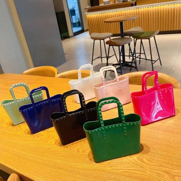 Bolsas de almacenamiento Cesta de compras colorida multiusos Bolsa de gelatina portátil Caramelo Vacío Playa Picnic Mini bolso