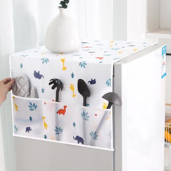Sacs de rangement Multi-usages Réfrigérateur Machine à laver Impression de bande dessinée transparente Couverture anti-poussière Ménage Décorer Sac suspenduStorage