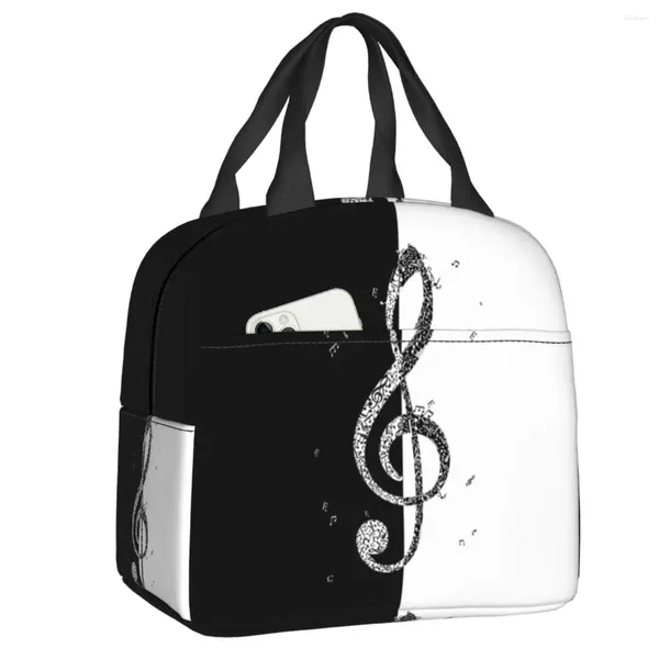 Sacs de rangement Music Notes de musique sac à lunch sac portable thermique cool plus isolé bento box pour femmes enfants travail