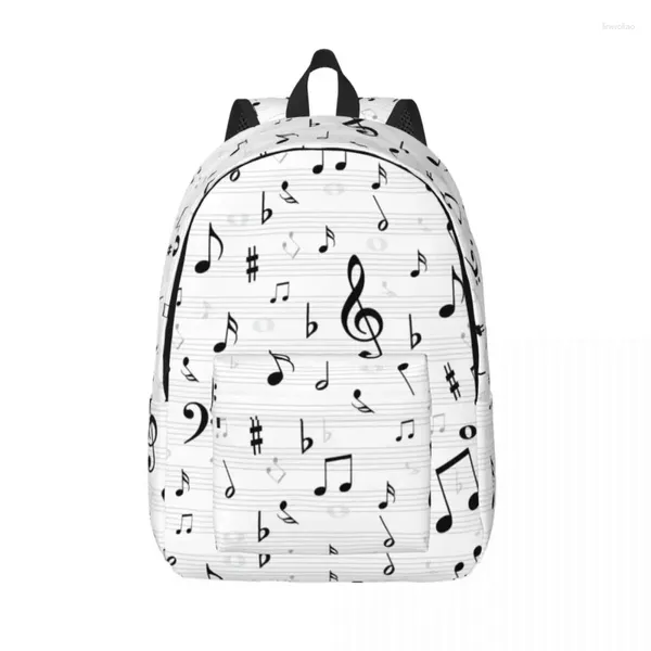 Bolsas de almacenamiento Notas musicales musicales para hombres mujeres estudiante libro escolar mochila media universidad al aire libre