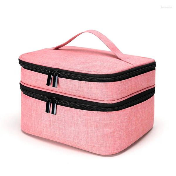 Sacs de rangement pour vernis à ongles, étui de transport résistant à l'eau, Double couche pour fourniture d'accessoires de manucure