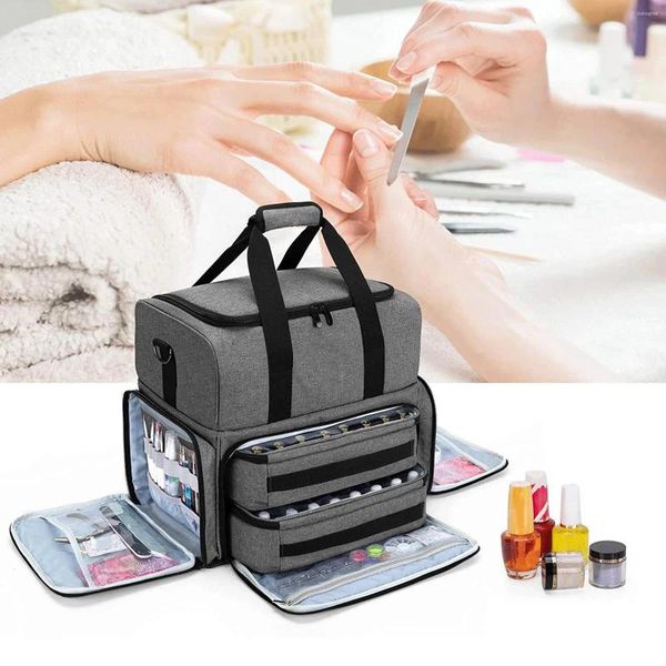 Bolsas de almacenamiento Organizador de esmalte de uñas para herramientas de arte con 2 bolsas extraíbles de doble capa