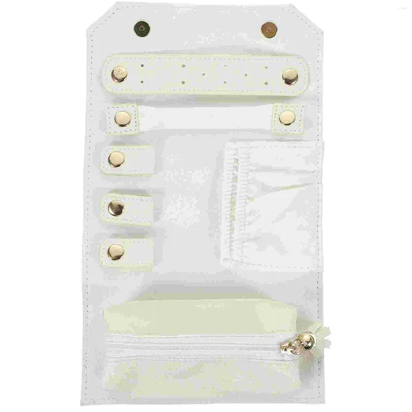 Sacs de rangement Collier Bijoux Organisateur de voyage Small multifonction pliable Pouche blanche