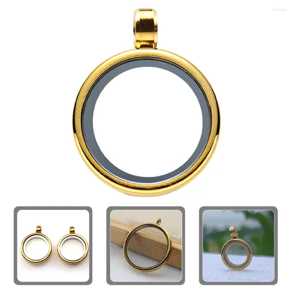 Sacs de rangement Collier Pendentif Bezels Double Face Po Cadre Fabrication de bijoux Rond Ouvert Charmes en acier inoxydable Verre