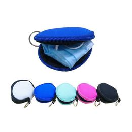 Opbergtassen Neopreen Waterdichte ritssluiting Munt Pouch Masker Holder Earbud Case met sleutelhanger oortelefoon voor kinderen 1318 V2 Drop Delivery Home DHKGX