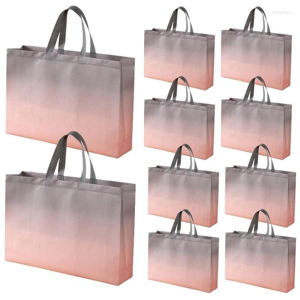 Sacs de rangement Non tissé Non tissé changement de couleur progressif sac d'épicerie pliable 10 pièces fourre-tout Portable pour faire du shopping acheter de la nourriture