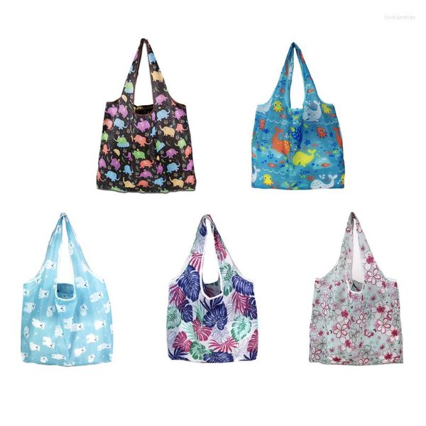 Sacs de rangement non tissé réutilisable Shopping femmes sac fourre-tout pliable pliant grande capacité sacs à main Portable tissu Eco épicerie