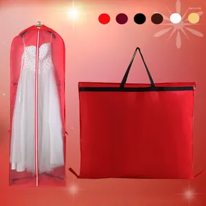 Sacs de rangement Robes de robe de mariée non tissées vêtements Couvre-poussière Sac de vêtements Voyage pliant sac à main Portable Femmes Men de mariée Décoration