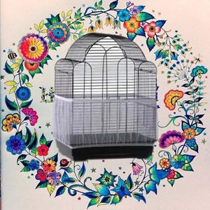 Opbergzakken Nylon Mesh Bird Cage Cover Shell Rok Net Easy Cleaning Seed Catcher Guard Accessories levert Zwart Groen # 12