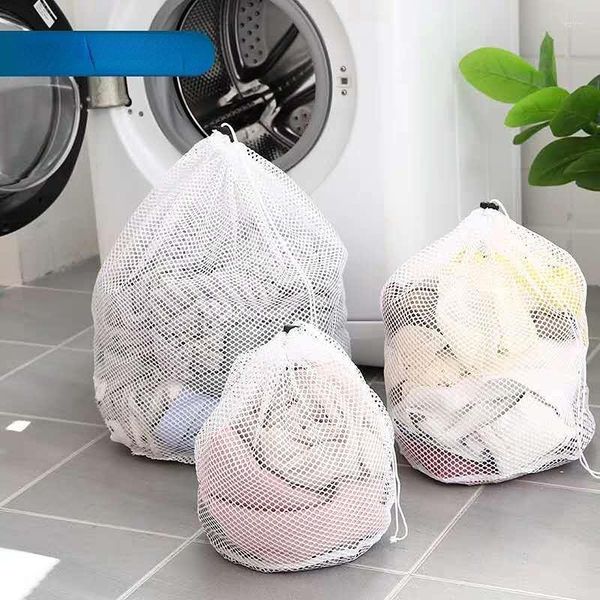 Sacs de rangement Nylon maille lavage sous-vêtements soutien-gorge sac à linge panier ménage propre organisateur cordon faisceau Port nettoyage