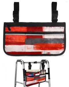 Sacs de rangement Peinture à l'huile Sac de fauteuil roulant rouge géométrique abstrait avec poches Accoudoir latéral Scooter électrique Pochette de cadre de marche