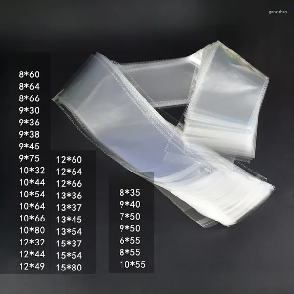 Bolsas de almacenamiento Bolsa autoadhesiva larga OPP Embalaje delgado y transparente con bolsillos sellados Plástico adhesivo de película desechable espesa