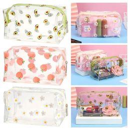 Sacs de rangement Organisateur Pouche étanche de voyage Sag cosmétique Avocado Flower Peach Transparent Transparent For Women Girls Clear