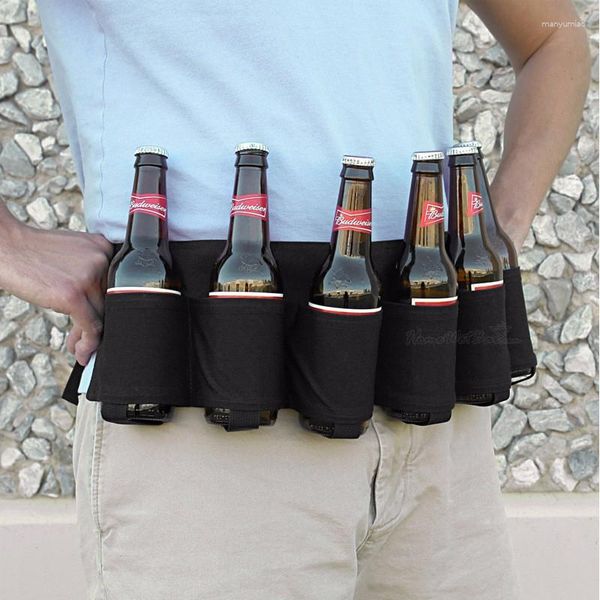 Bolsas de almacenamiento Escalada al aire libre Camping Senderismo Paquete de 6 Funda Botella portátil Cintura Cerveza Bolsa Práctica Botellas de vino Soporte para latas de bebidas